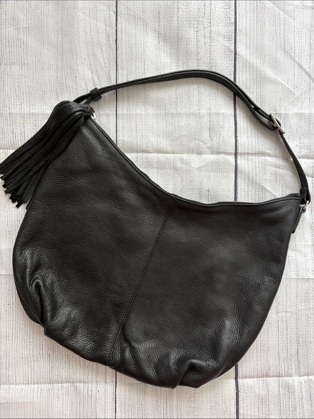 Margot Classic Black Leather Hobo Shoulder Bag